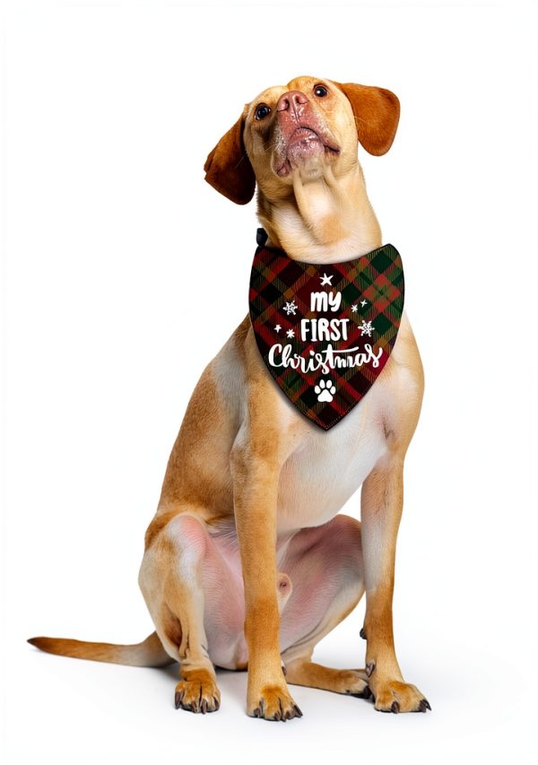 Joyriza Dog Bandana My First Christmas Adjustable Pet Scarf-2