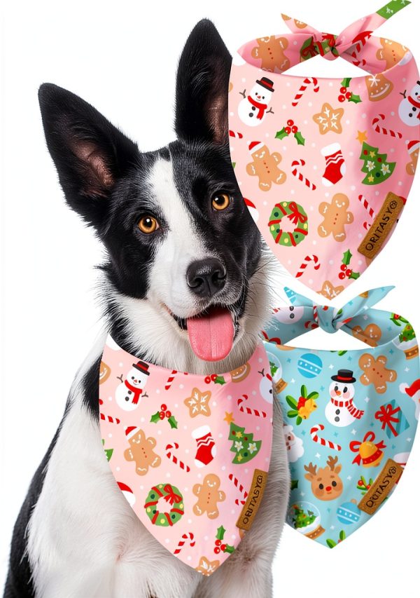 ORITASY Dog Bandanas Double Sided Holiday Pet Accessories-0