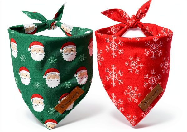Realeaf Dog Bandana Christmas Design Dual Layer Durable-0