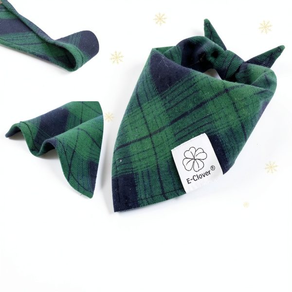 E-Clover Dog Bandanas Plaid Adjustable Holiday Pet-4