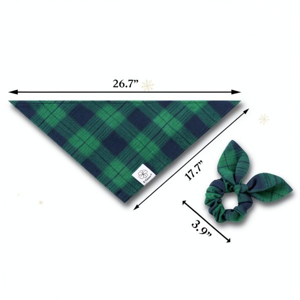 E-Clover Dog Bandanas Plaid Adjustable Holiday Pet-3