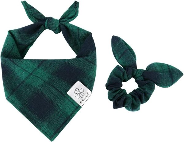 E-Clover Dog Bandanas Plaid Adjustable Holiday Pet-0