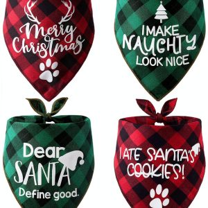 Remifa Christmas Dog Bandana Holiday Pattern Soft Fabric-0