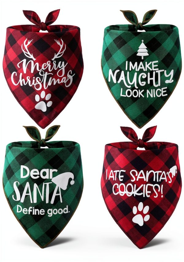Remifa Christmas Dog Bandana Holiday Pattern Soft Fabric-0