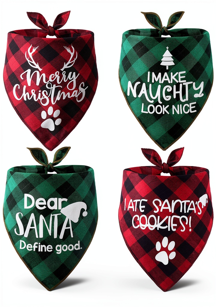 Remifa Christmas Dog Bandana showing holiday pattern on a dog