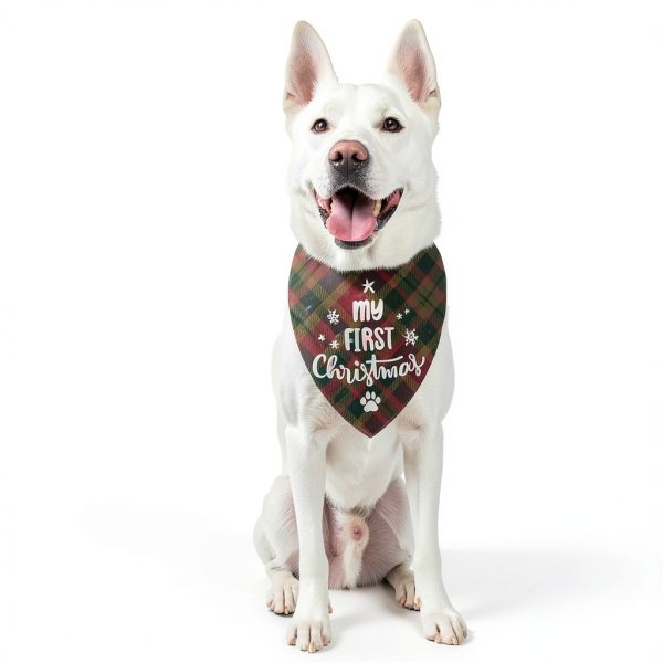 Joyriza Dog Bandana My First Christmas Adjustable Pet Scarf-3