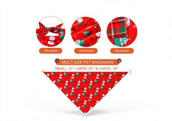 Agroon Dog Bandana Christmas Design Polyester Pet Accessory-2