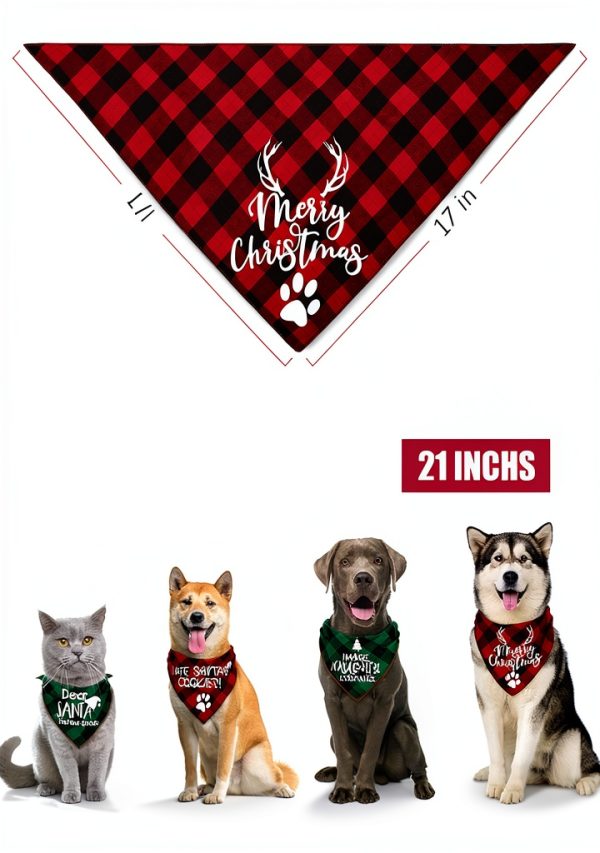 Remifa Christmas Dog Bandana Holiday Pattern Soft Fabric-1