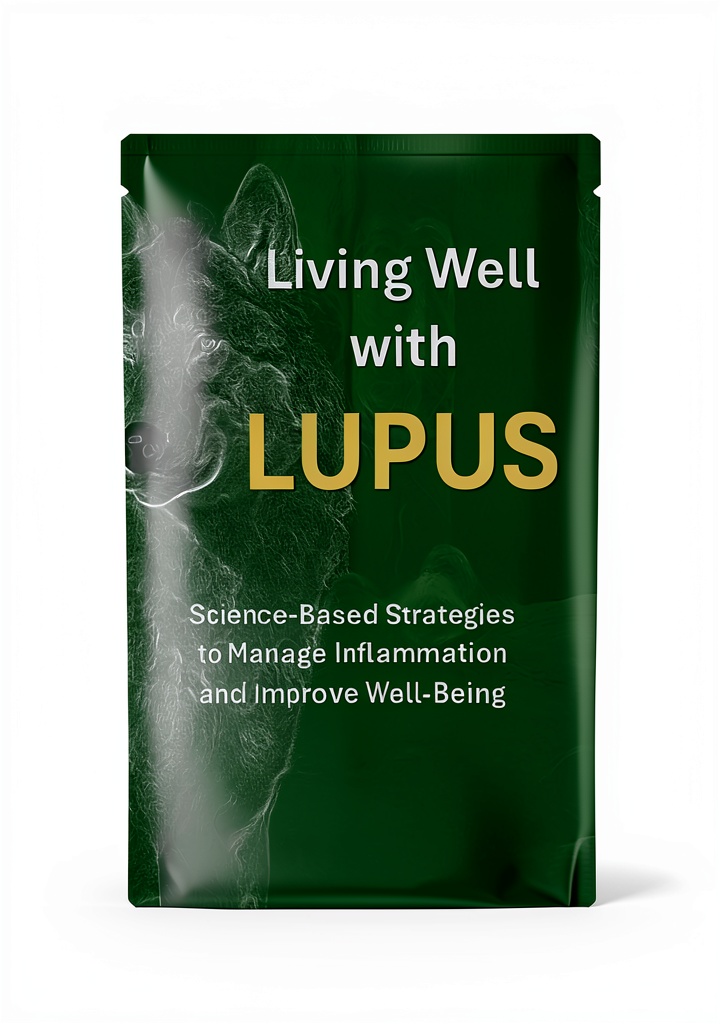 lupus diet ebook displayed on a tablet beside a glass of water and a notebook