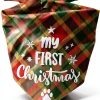 Joyriza Dog Bandana My First Christmas Adjustable Pet Scarf-0
