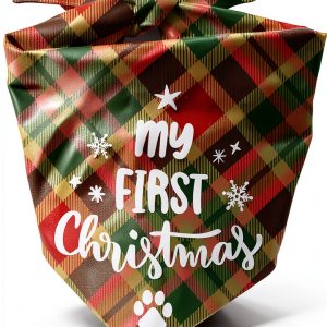 Joyriza Dog Bandana My First Christmas Adjustable Pet Scarf-0