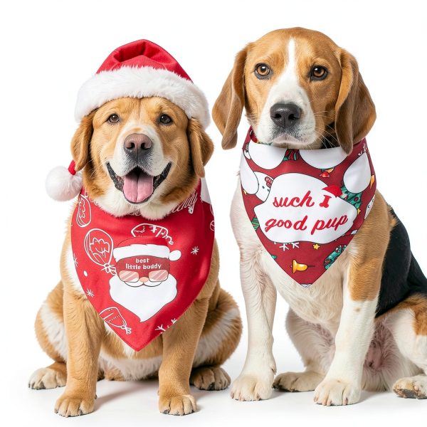 Dog Christmas Bandana Hidnvefen 2 Pack Polyester-1