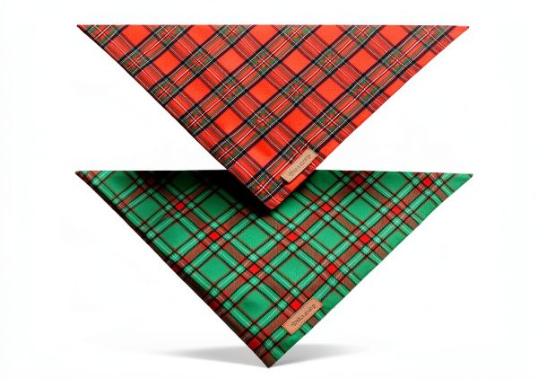 Realeaf Dog Bandana Plaid Christmas Design Small-2