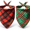 Realeaf Dog Bandana Plaid Christmas Design Small-0