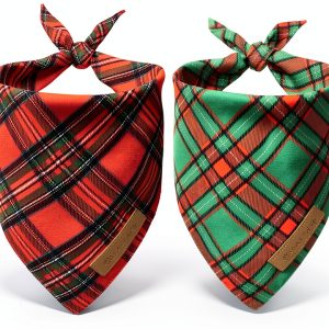 Realeaf Dog Bandana Plaid Christmas Design Small-0