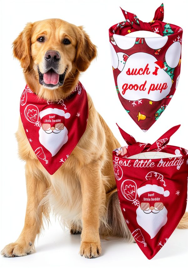 Dog Christmas Bandana Hidnvefen 2 Pack Polyester-6