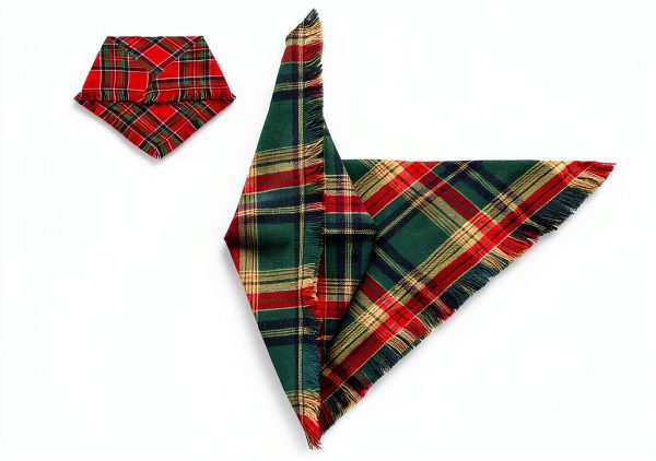 CozyHaus Christmas Dog Bandanas Large Red Plaid-3