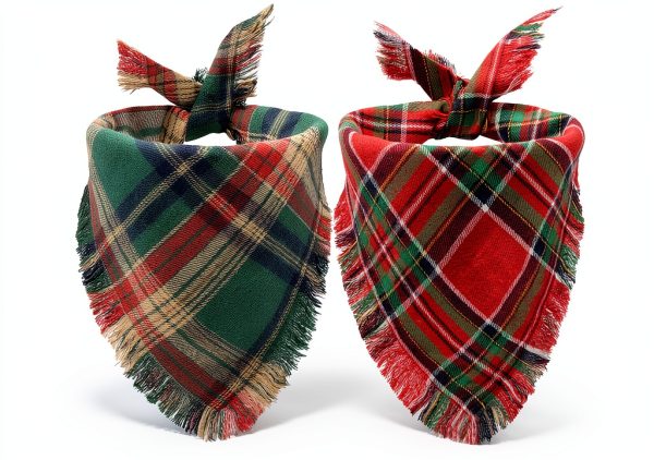 CozyHaus Christmas Dog Bandanas Large Red Plaid-0