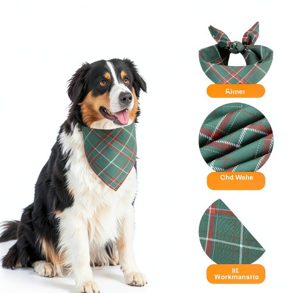 Doncida Dog Bandana Double Sided Plaid Red Green-2