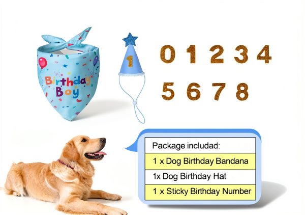 Dog Birthday Bandana Yicostar Soft Cotton Design-3