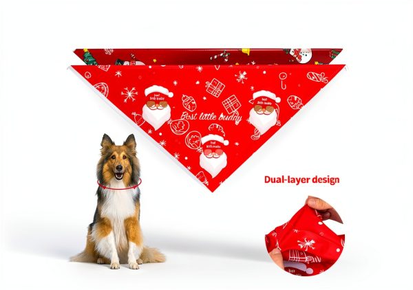 Dog Christmas Bandana Hidnvefen 2 Pack Polyester-3