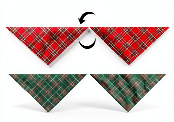Doncida Dog Bandana Double Sided Plaid Red Green-1