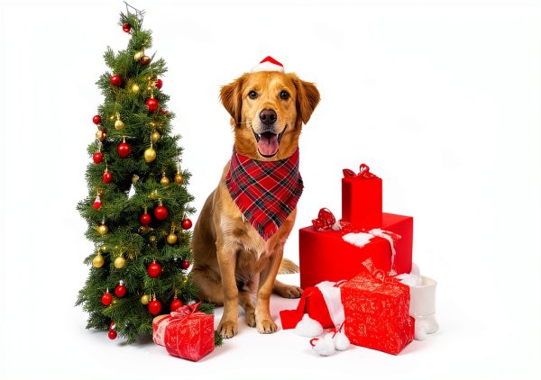 CozyHaus Christmas Dog Bandanas Large Red Plaid-6