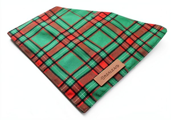 Realeaf Dog Bandana Plaid Christmas Design Small-4