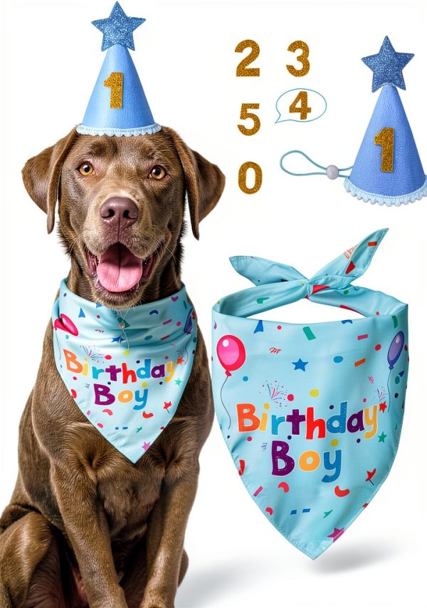 Dog Birthday Bandana Yicostar Soft Cotton Design-0