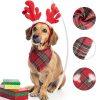Dog Christmas Bandana Yicostar Plaid Tassel Design-2