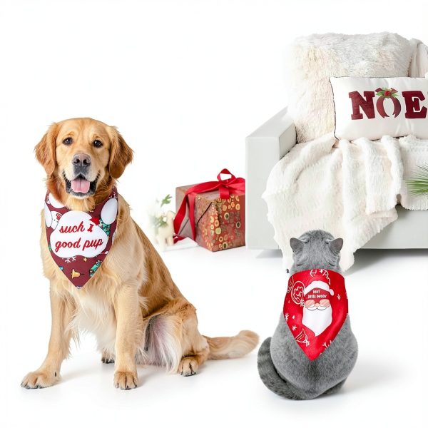 Dog Christmas Bandana Hidnvefen 2 Pack Polyester-2