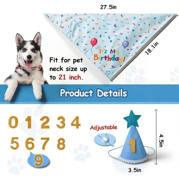 Dog Birthday Bandana Yicostar Soft Cotton Design-1