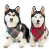 Dog Christmas Bandana Yicostar Plaid Tassel Design-4