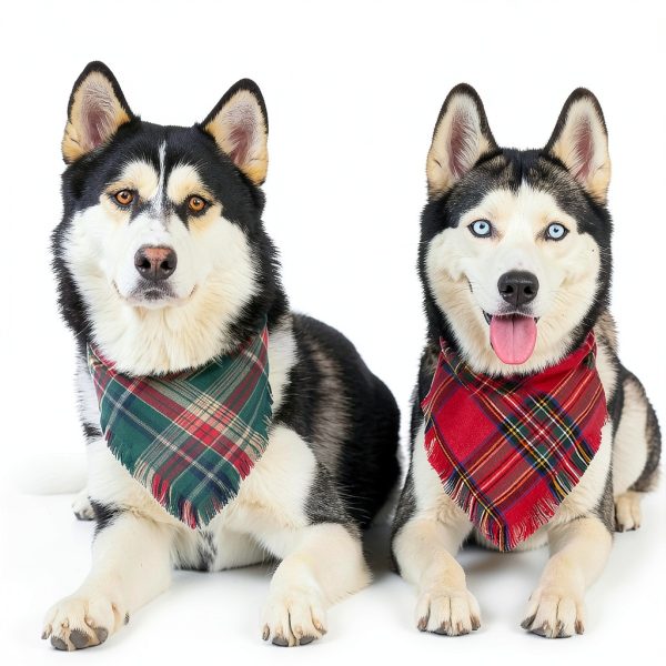 Dog Christmas Bandana Yicostar Plaid Tassel Design-4