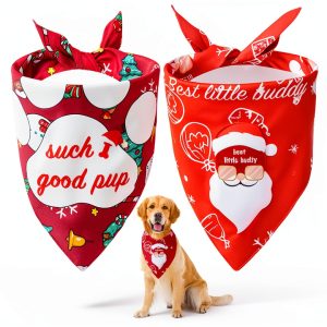 Dog Christmas Bandana Hidnvefen 2 Pack Polyester-0