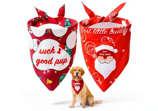Dog Christmas Bandana Hidnvefen 2 Pack Polyester-0