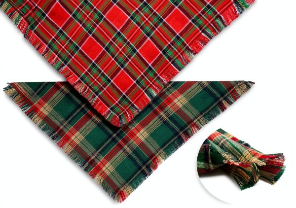 CozyHaus Christmas Dog Bandanas Large Red Plaid-2