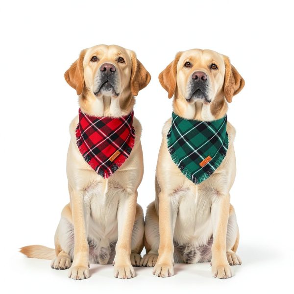 Christmas Dog Bandana 2 Pack PTDECOR Plaid Cotton Various Sizes-2