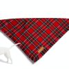 Adoggygo Christmas Dog Bandana Small Red Plaid Tassel with Soft Cotton-3