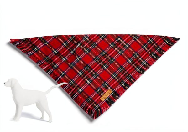 Adoggygo Christmas Dog Bandana Small Red Plaid Tassel with Soft Cotton-3