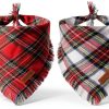 PTDECOR Christmas Dog Bandana Set 2‑Pack Red Plaid Small Large X‑Large-0