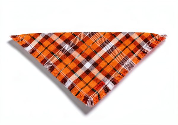 PTDECOR Fall Dog Bandana Small/XL Orange Plaid Tassel 2‑Pack-4