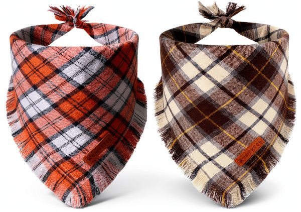 ADOGGYGO Fall Dog Bandana Small Christmas-2 Soft Cotton Plaid-0