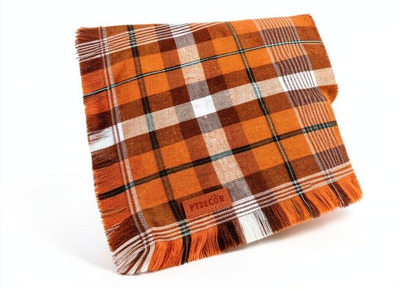 PTDECOR Fall Dog Bandana Small/XL Orange Plaid Tassel 2‑Pack-6