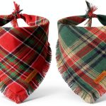 PTDECOR Christmas Dog Bandana Set 2‑Pack Red Green Plaid Tassel Small-0
