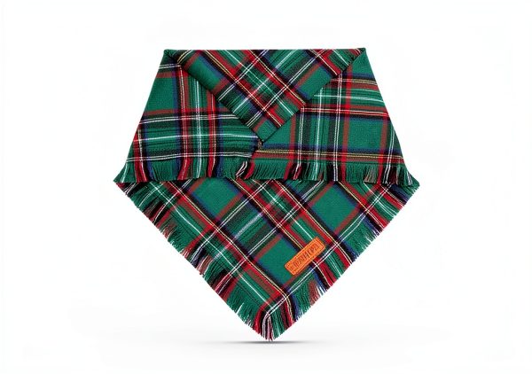 Adoggygo Christmas Dog Bandana Small Red Plaid Tassel with Soft Cotton-4