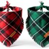 Christmas Dog Bandana 2 Pack PTDECOR Plaid Cotton Various Sizes-0