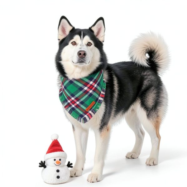 ADOGGYGO Christmas Dog Bandana Red Green Plaid Soft Cotton Sizes-2