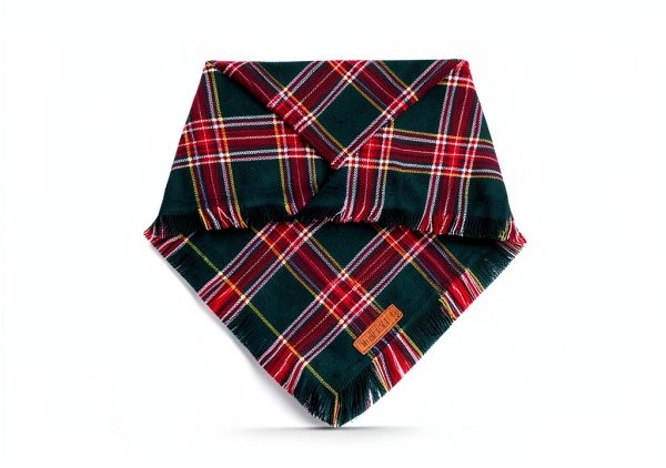 ADOGGYGO Christmas Dog Bandana Set Red Green Plaid with Tassels-4