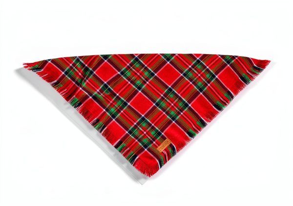 PTDECOR Christmas Dog Bandana Set 2‑Pack Red Green Plaid Tassel Small-3